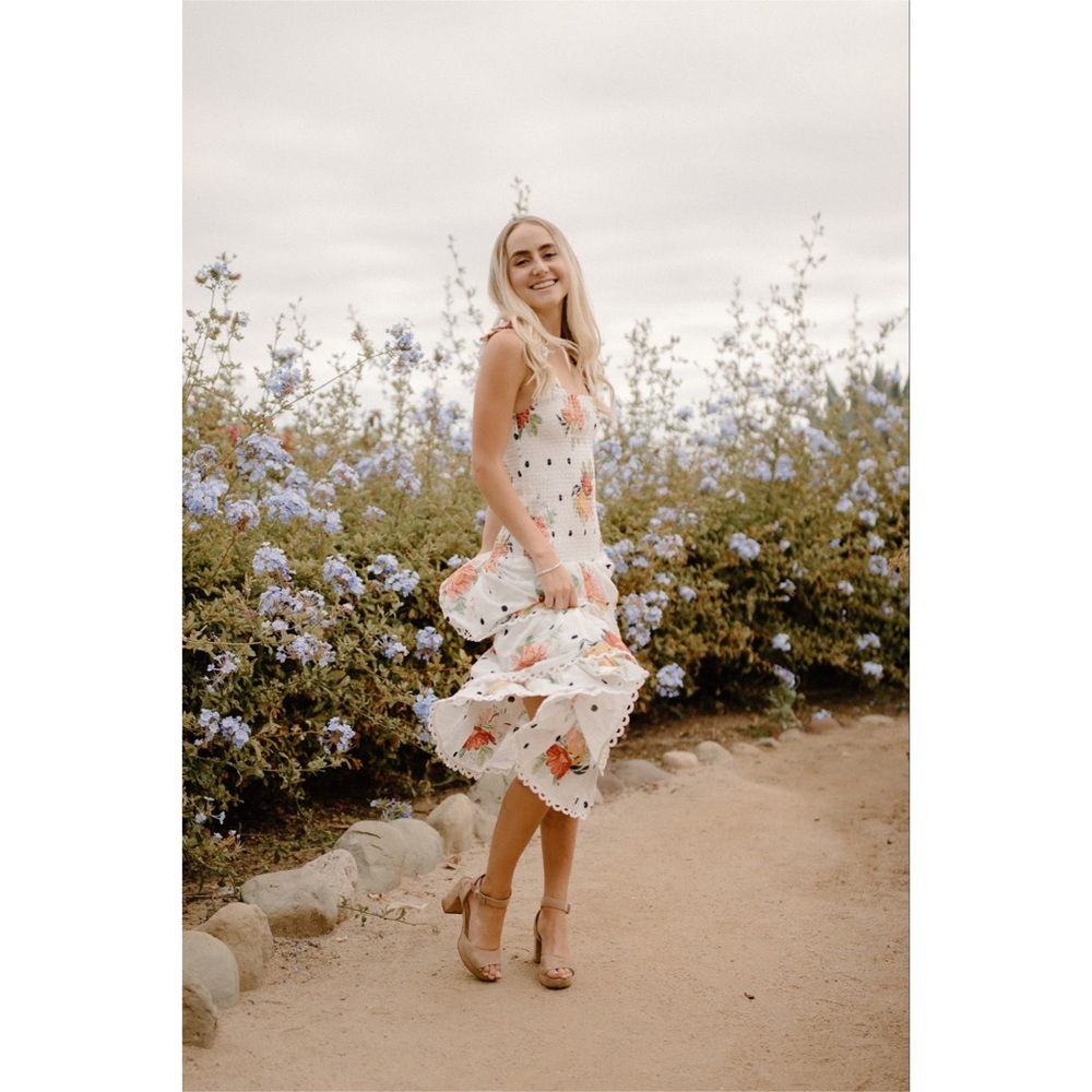 Farm Rio White Nanaju Midi Dress